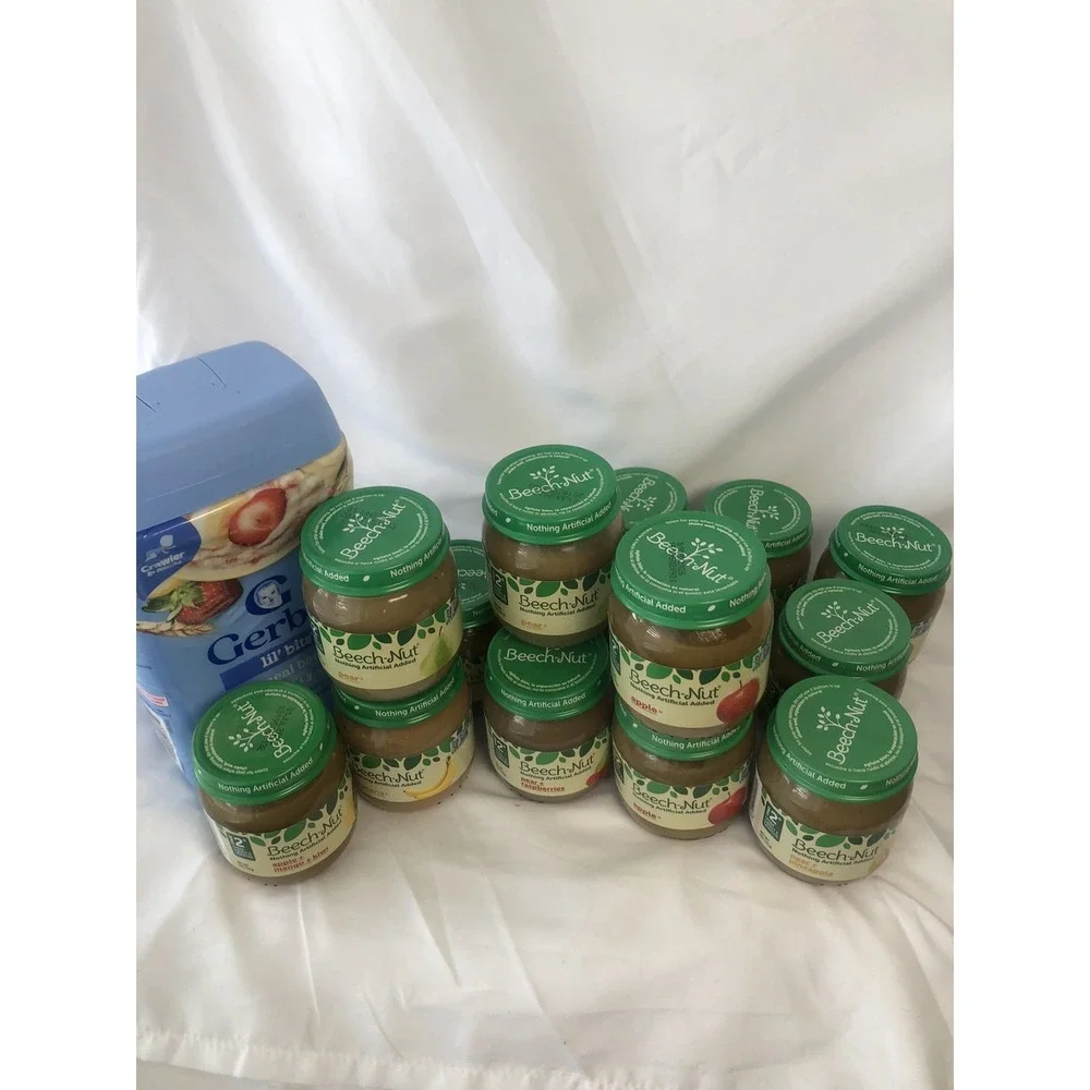 Gerber Oatmeal Cereal 16oz‎ + Beech-Nut Baby Food Jars Lot Bundle